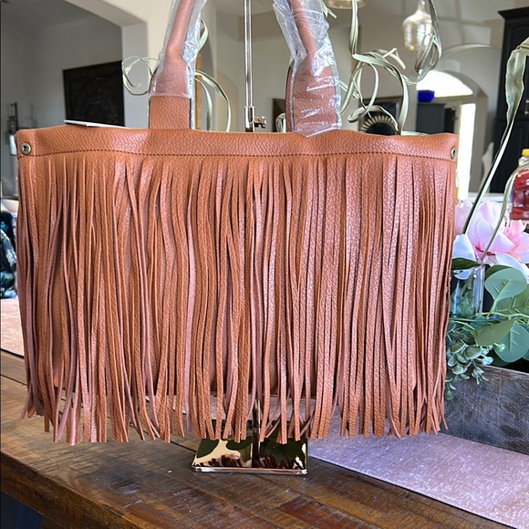 Fringe Tan Vegan Tote Bag